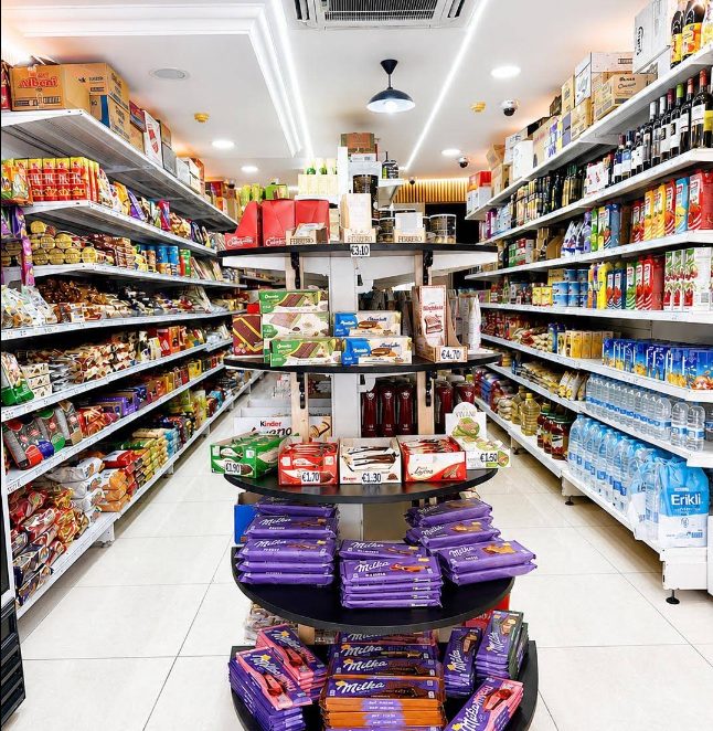 Inside Istanbul Market in Gzira — aisles stocked with Turkish and international groceries